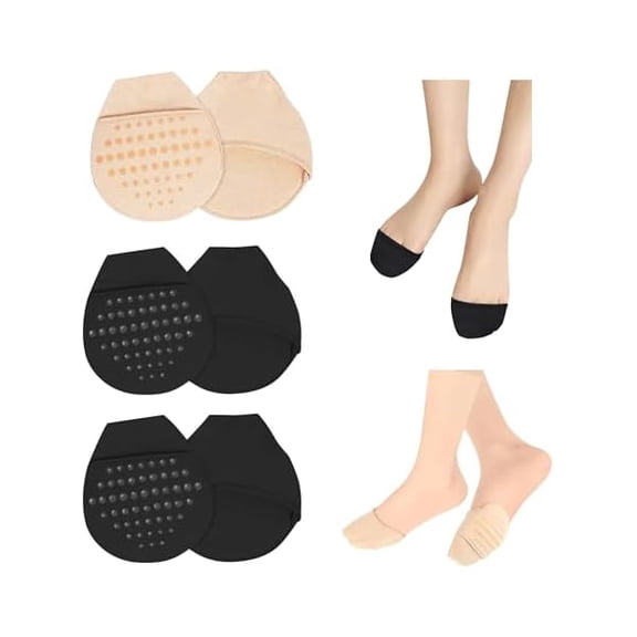 Eryueer 3Pairs Women's Toe Topper Liner Socks with Cushion,Toe Cover Half Socks,No Show Liner Half Socks For Heels Flat Shoes