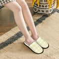 thumbnail image 6 of KLL Lemon Yellow Checkboard Slippers for Women Men House Slip on Indoor Outdoor Bedroom Furry Fleece Lined Ladies Comfy Anti-Skid Rubber Hard Sole-Large, 6 of 8