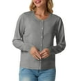 thumbnail image 5 of Sevevn Cardigan Sweaters for Women Women's Long Sleeve Crewneck Casual Cardigan Sweater Holiday Gift Finder Gray XXL, 5 of 7