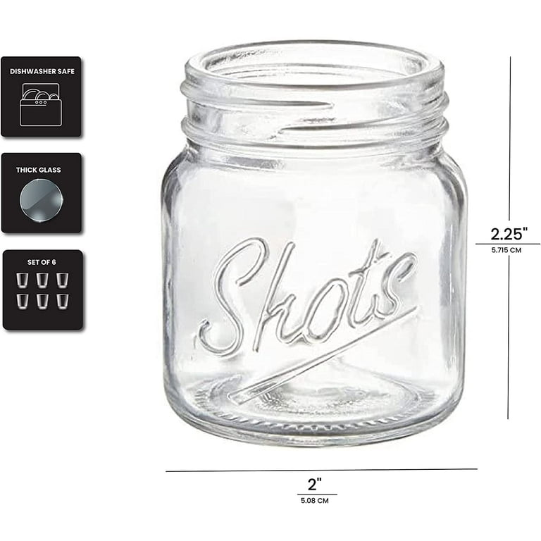 Mini Mason Jar Shot Glasses Set of 6 Shot Glasses 120 ml Each, Great for  Food Storage, Canning, Shot Glasses, and with a Great Gift tag Great for