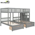 thumbnail image 4 of Bellemave Triple Bunk Bed with Stairs for 3, Wood Full over Twin & Twin 3 Bunk Bed with 6 Storage Drawers, Triple Bunk Bed for Teens Adults (Gray), 4 of 10