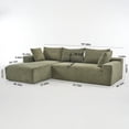thumbnail image 4 of 108" Cloud Sectional Couch with Chaise Longue, Modern L Shaped Modular Sofa with Deep Seat, Comfy Corduroy Fluffy Couch with Wide Armrest, No Assembly Required Couch for Living Room, Green, 4 of 9