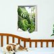 thumbnail image 1 of Adhesivo de pared con diseño de hojas de monstera en 3D, plantas verdes, vista a la jungla, vinilo autoadhesivo, decoración artística, calcomanías murales., 1 of 9