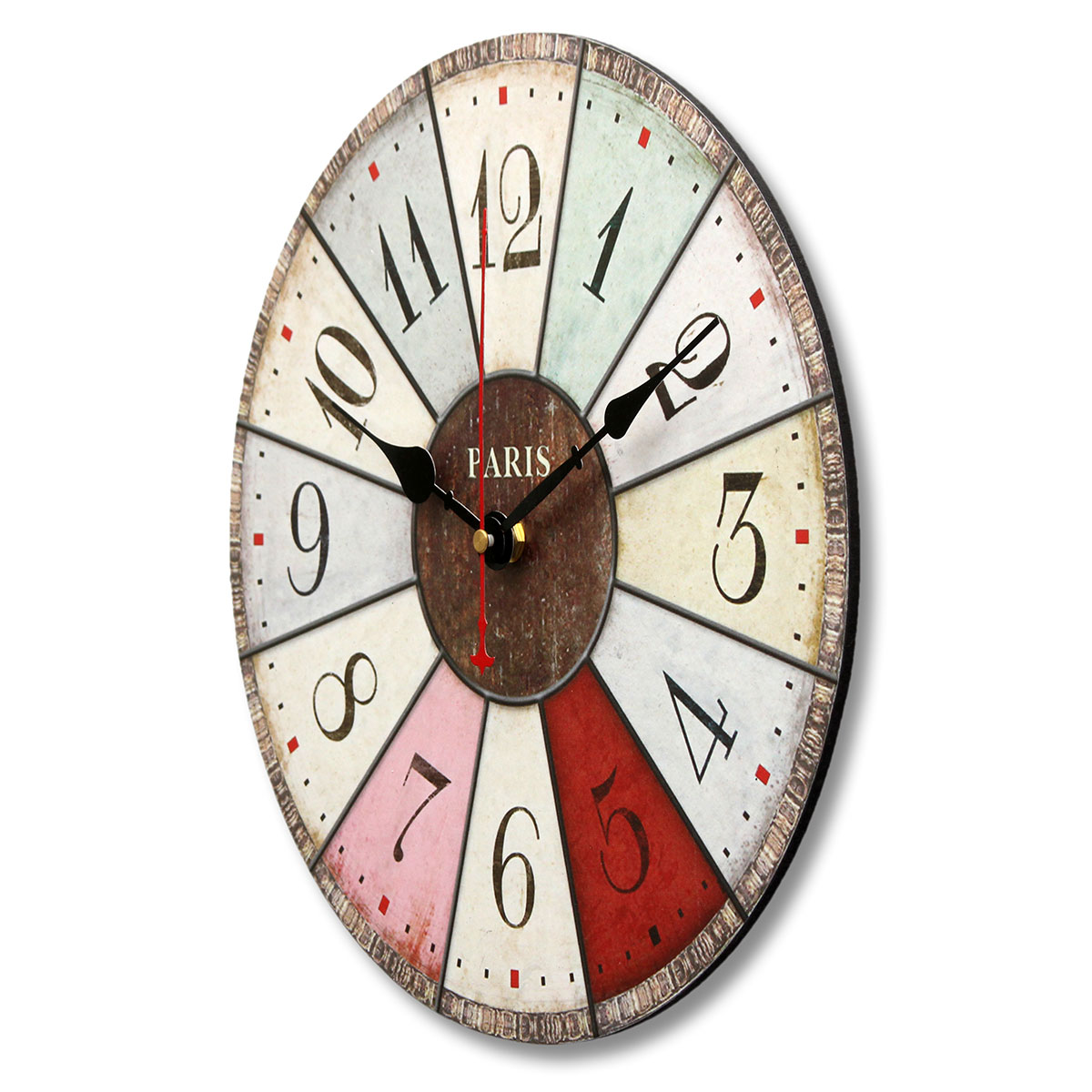 30CM 12'' Large Vintage Wooden Wall Clock Kitchen Antique Shabby Retro
