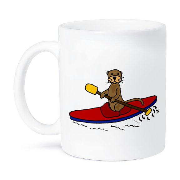 3dRose, Funny Sea Otter Kayaking, 15oz Mug