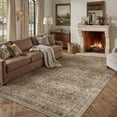 thumbnail image 2 of PureCozy 9'x12' Area Rugs for Living Room Bedroom Dining Room Farmhouse Office Oriental Rugs Washable Non Slip Vintage Traditional Large Brown Rugs Carpets, Brown, 2 of 5
