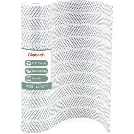 Glotoch Premium Non Slip Shelf Liner, Non Adhesive Drawer Liner, Waterproof Shelf Liners for Kitchen Cabinets, Drawer, Fridge, Wire Shelving, Pantry-12" X240", Heavy Duty, White and Green Herringbone