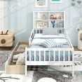 thumbnail image 4 of Costway Twin Size Bed Frame with 2 Drawers Bookcase & Blackboard Full-length Guardrails, 4 of 10