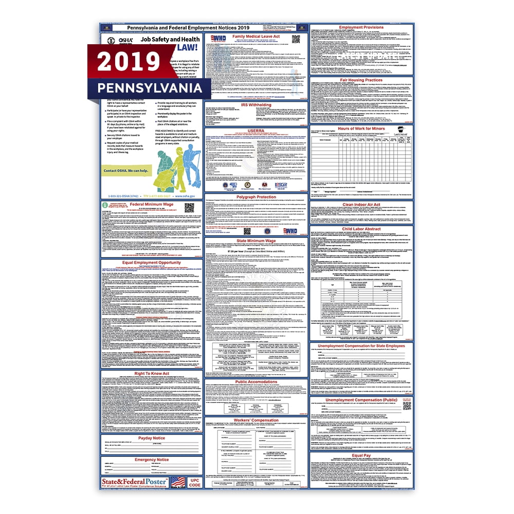 2019 Pennsylvania State and Federal Labor Law Poster (Laminated