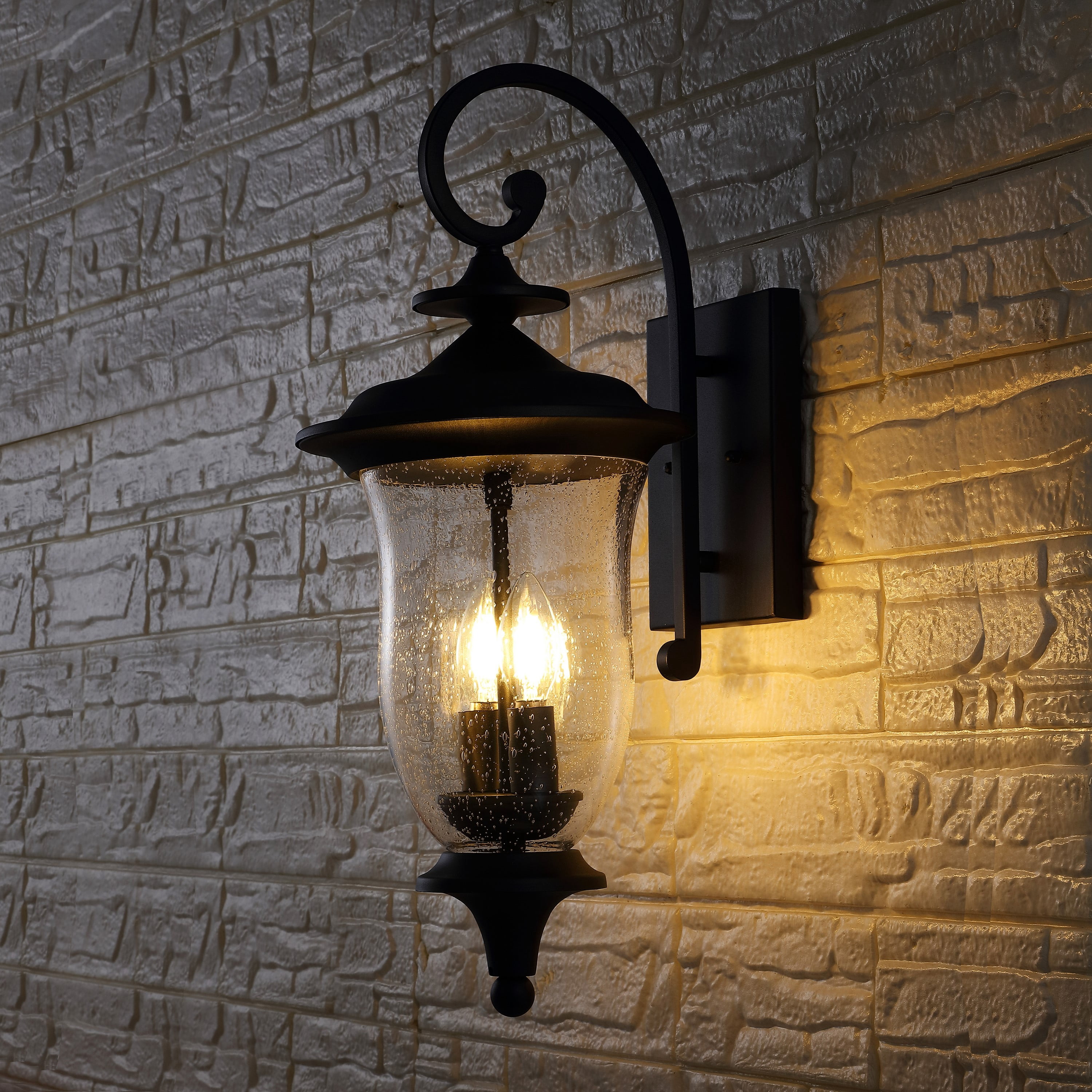SAFAVIEH Dowell 2-Light LED Black Metal Wall Sconce with Clear Shade, Set of 2