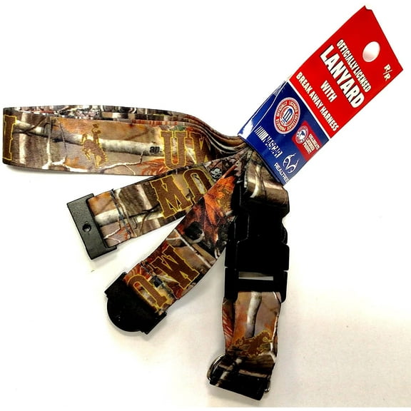Wyoming Cowboys CAMO RR Deluxe 2-Sided Lanyard Breakaway Clip w/J-Hook Keychain University of