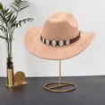thumbnail image 3 of Dbuoem Western Cowboy Hat for Men And Women Shapeable Wide Brim Cowgirl Hat Rolled-Up Felt Fedora Hat with Stone Band, 3 of 8