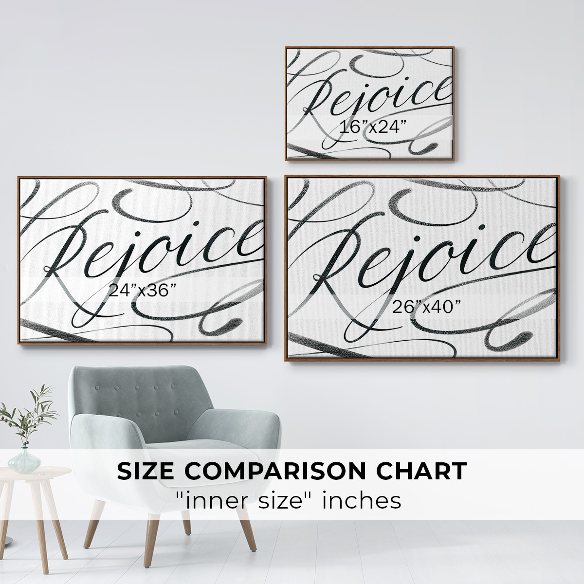 Rejoice - Framed Gallery Wrapped Holiday Canvas - 17 x 25 - Rosewood Frame