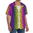 thumbnail image 4 of Naloa Animal Paw Rainbow Men's Loose Fit Cuban Collar Short-Sleeve Shirt with Button-down and Chest Pocket for Everyday Wear Outings - Large, 4 of 7