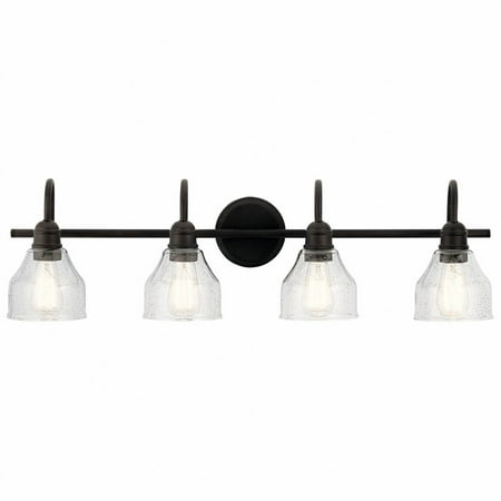 

4 Light Vanity Light Approved for Damp Locations with Vintage Industrial Inspirations 9.25 inches Tall By 33.25 inches Wide-Olde Bronze Finish Bailey