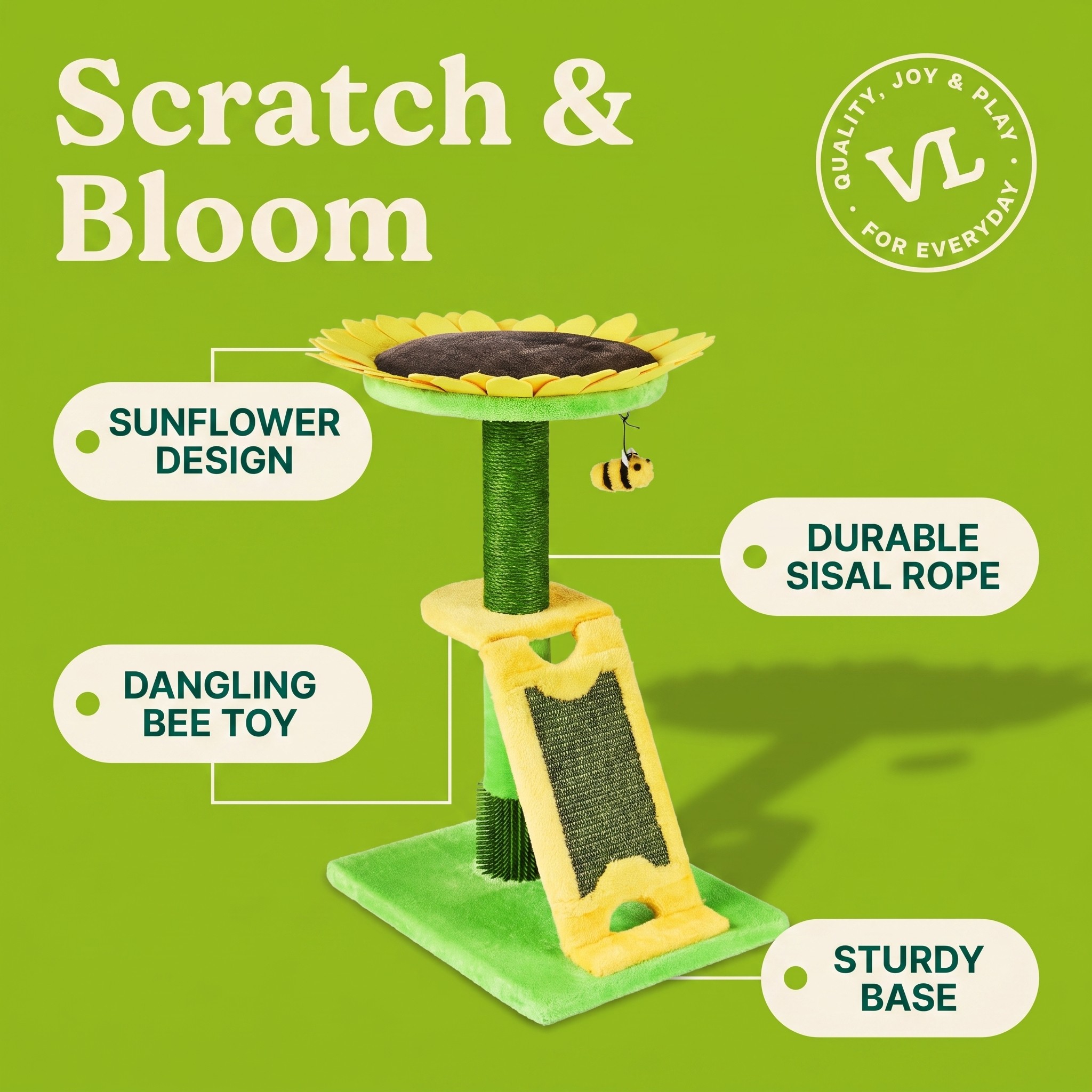 Vibrant Life Sunflower Scratch Post with Massager photo 5