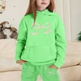 thumbnail image 2 of GDREDA Girls Outfit Set Children's Hoodie Set With Bow Print Green,4-5Years, 2 of 4