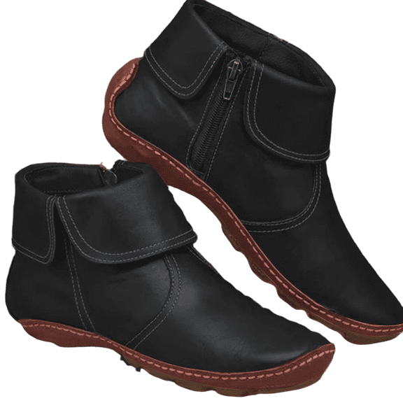 Tawop Fall Shoes for Women 2024 Womens Black Boots Short Boots Flat Boots Women's Casual Flat Retro Zipper Boots Side Zipper Round Toe Shoe Boots Black 7.5