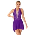 thumbnail image 2 of CHICTRY Women Lyrical Dance Costume Dress Color Block Sleeveless Asymmetrical Contemporary Ballet Modern Dance Costumes R0884 Purple L, 2 of 6