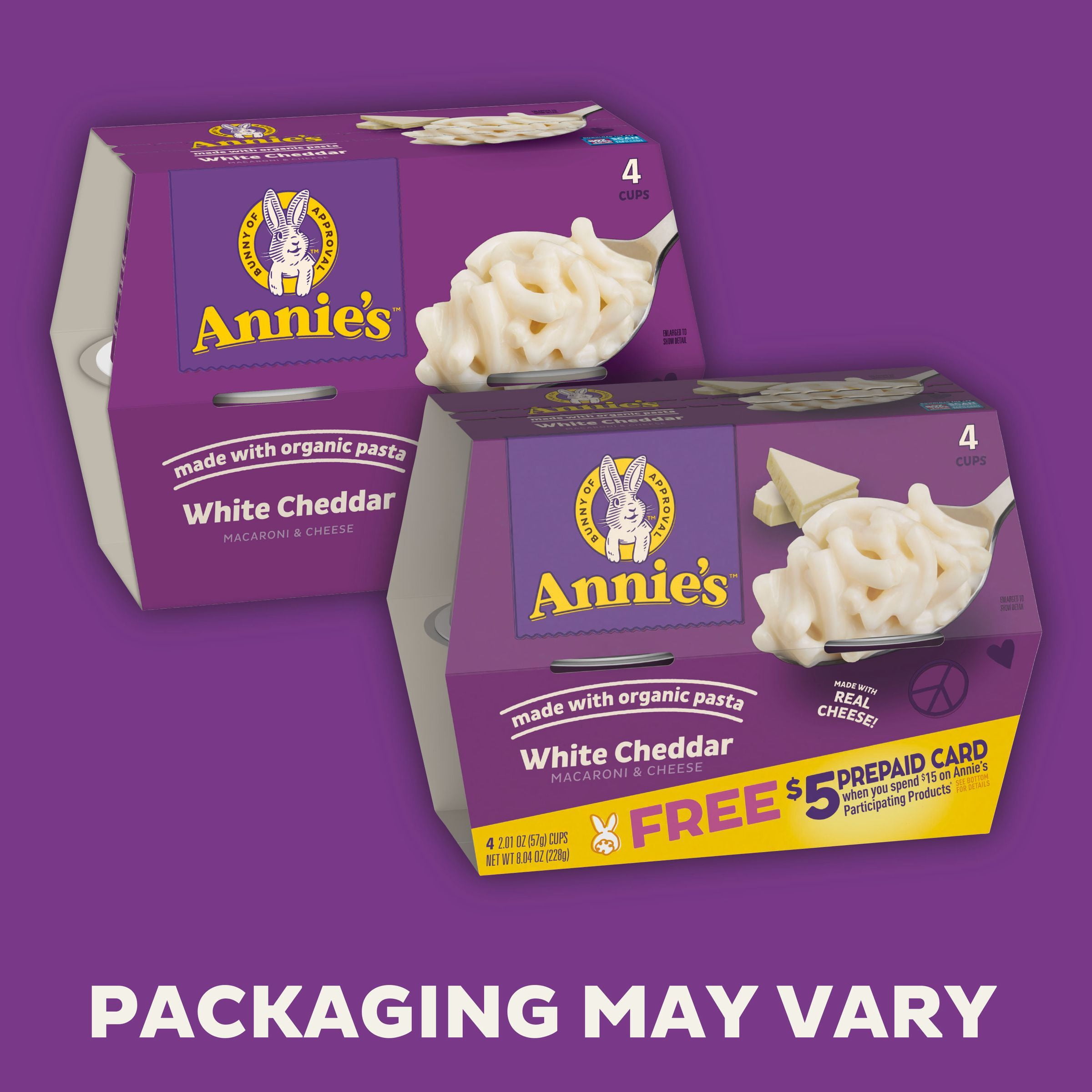 Annie's Macaroni and Cheese, White Cheddar & Organic Pasta, Microwaveable  Cups, 2 Cups, 4.02 oz.