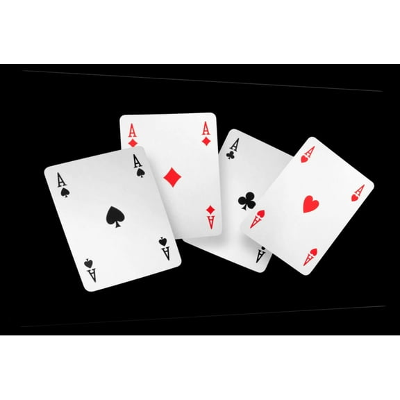 Elephant Stock Four Ace Cards Wall Art - Horizontal Canvas Wall Art - Hallway Wall Decor - Photography Hobbies And Lifestyle Canvas - Black And White Decor - 12" x 8"