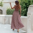 thumbnail image 4 of Women's Floral Boho Dress Casual Short Ruffle Sleeve Swing Maxi Summer Dresses, 4 of 4