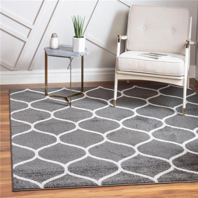 Unique Loom 3151647 6 x 6 ft. Rounded Trellis Frieze Square Rug, Dark Gray
