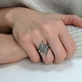 thumbnail image 5 of Silver Women's 925 Sterling Silver Oxidized Simulated Marcasite Overlapping Leaf Branch Ring, 5 of 5