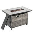thumbnail image 6 of Ovios 42 Inch Propane Fire Pit CSA-Listed Outdoor Fire Pit Table, 50,000 BTU Wicker Gas Fire Pits for Outside with Lid and Lava Rock on Patio Deck Garden Backyard, 6 of 7
