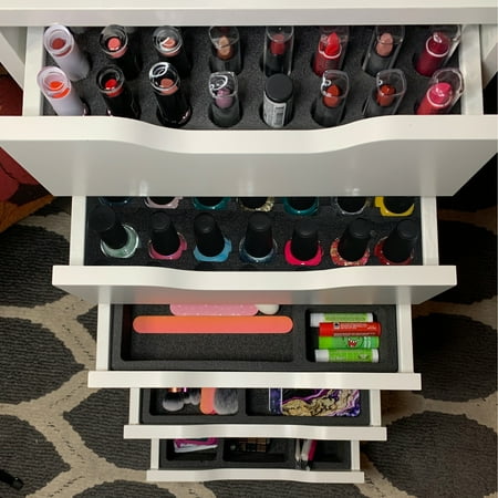 Polar Whale Drawer Makeup Organizers Compatible with IKEA Alex and Hundreds of Other Drawers 5 Piece Complete Black Foam Insert Set Nail Polish Lipstick and More 11.5 X 14.5 Inches