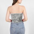 thumbnail image 3 of Jalioing Sequin Tube Top for Women Strapless Wrapped Tops Sparkly Backless Party Clubwear Cropped Tank (Onesize, Silver), 3 of 3