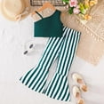 thumbnail image 4 of Ugoldhm Girls Summer Clothes 2 Piece Cute Off the Shoulder Top and Striped Flare-Leg Pant Kids Clothing Set Size 4-8, 4 of 8