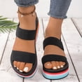 thumbnail image 5 of WAYUTE Womens Sandals Ladies Fashion Solid Color Beach Shoes Nesh Elastic Band Wedge Sandals Trendy Versatile Casual Summer, 5 of 7