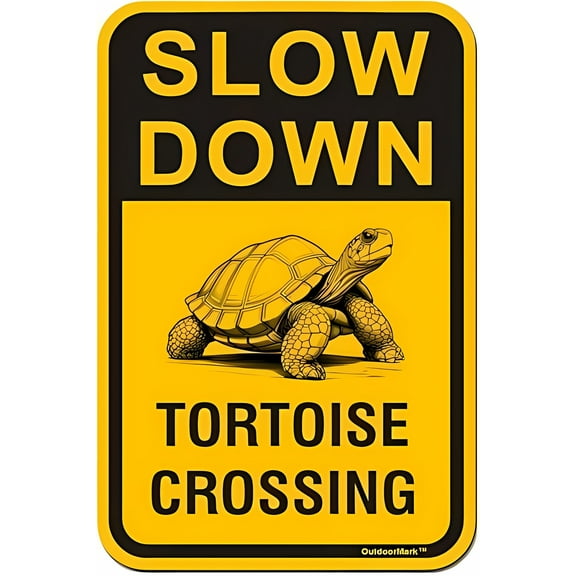 Slow Down Signs Tortoise Sign - 8"x12" Aluminum Street Yard Warning Sign, Wildlife Safety Decor for Home Business Rural Road