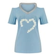 thumbnail image 5 of ATENAR Shirts for Women Casual V Neck Womens Shirts Solid Color Tee Light Blue XL, 5 of 5