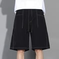 thumbnail image 5 of TEAJOPSUU Men's Cargo Shorts Casual Elastic Waist Drawstring Quick Dry Gym Beach Sports Shorts with Pockets D-Black, 5 of 8