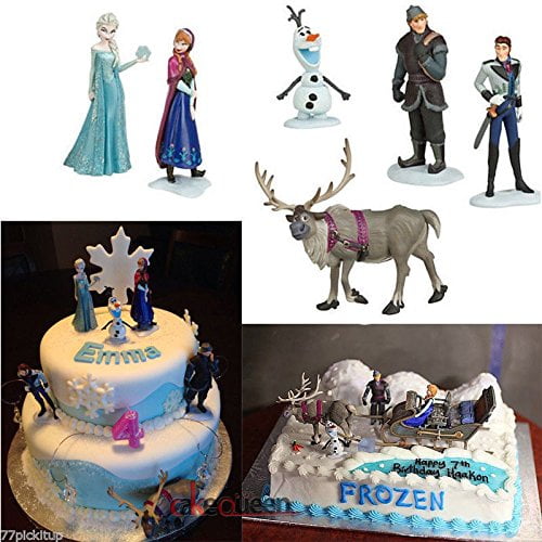 6 Frozen Cake Toppers Figures Disney Elsa Anna Sven Kristoff  Olaf Hans  UK 6pcs 