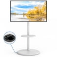 thumbnail image 2 of TAVR Furniture Mobile Floor TV Stand with Shelf and Hidden Wheels for 32-65 inch TV, Height Adjustable TV Cart with Circle Base, White, 2 of 9