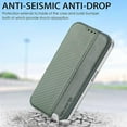 thumbnail image 3 of Clear Case for Nothing Phone 1 with Card Holder, Fiber Pattern PU Leather Wallet Flip Shockproof Phone case Cover for Nothing Phone 1 QW Green, 3 of 18