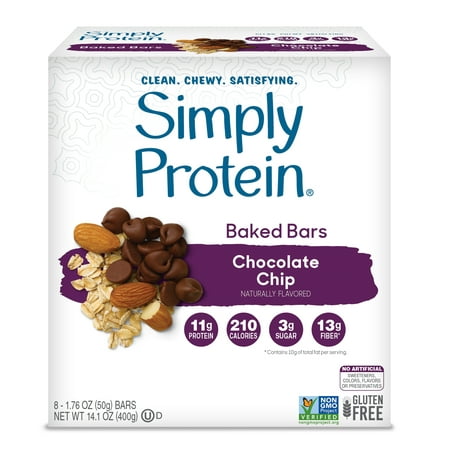 Simply Protein Baked Bar, Chocolate Chip, 11g Protein, 8 (Best 30 Gram Protein Bars)
