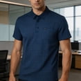 thumbnail image 5 of COSFO Short Sleeve Men Polo Shirts Casual Business Plaid Shirt with Pocket Collared Pullover Work Loose Fit Tops, 5 of 7