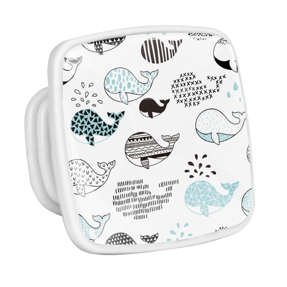 4PCS Square Cabinet Fluorescence Knob Glowing in the Dark Furniture Drawer Pulls Handle with Screws Whale