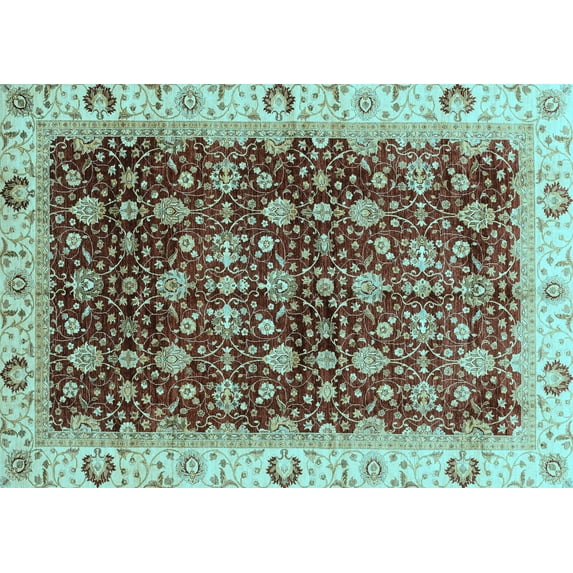 Ahgly Company Indoor Rectangle Abstract Light Blue Modern Area Rugs, 8' x 12'