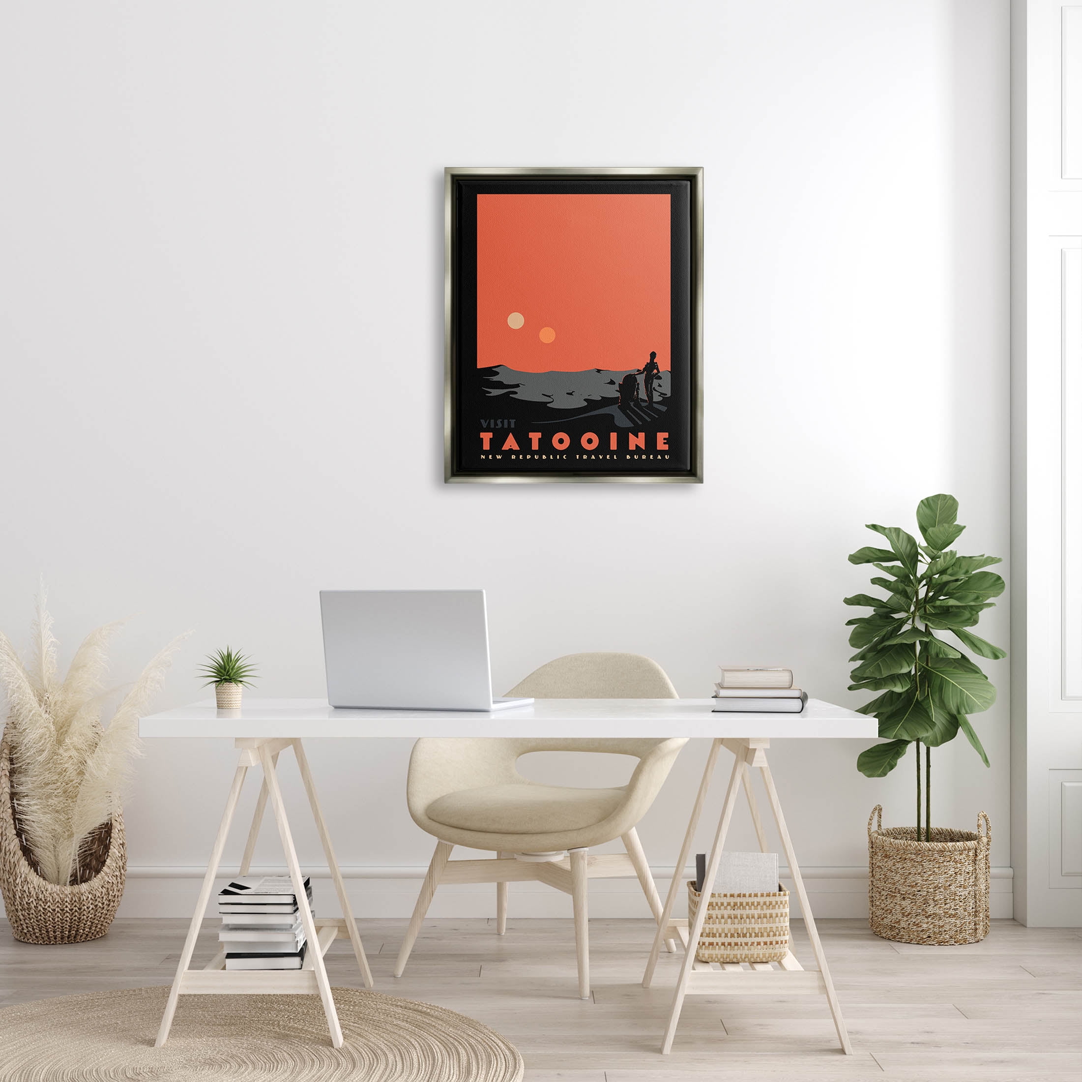 Stupell Industries Tatooine Vast Science Fiction Land Graphic Art Luster Gray Floating Framed Canvas Print Wall Art, Design by Matheus Lopes Castro