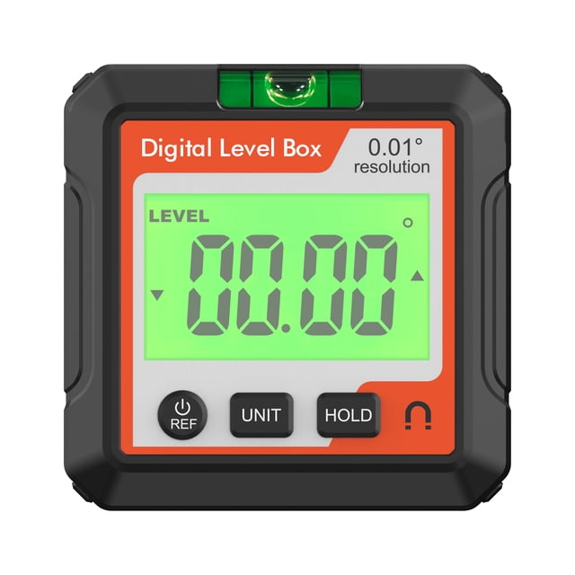 Zootealy Digital Angle Ruler with Inclinometer, Electronic Level Tool with Bubble, Magnetic Base, Angle Gauge, LCD Protractor, White, JD10, ABS Material, 4x90° Measuring Range, 0.05° Display