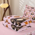 thumbnail image 5 of Manfei Cute Rustic Bear Zipper Twin Comforter Sets with Fitted Sheet and 2 Pillowcases, Waterclor Fall Leaves Zipper Bedding Set, Pink, Pink Reversible, 4 Pieces, 5 of 7