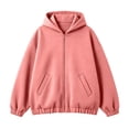 thumbnail image 7 of Women Solid Color Casual Long Sleeve Cinch Cuff Zip Up Hooded Sweatshirts Drawstring Loose Leisure Jackets with Pockets, 7 of 7