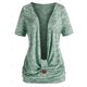 thumbnail image 3 of Tamaño más carenado frontal Marled camiseta Y cabestro sin mangas floral Conjunto Rosegal Camisetas tallas grandes, 3 of 5