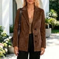 thumbnail image 6 of Stamzod Blazers for Women Business Casual Long Sleeve Suede Brown Jacket Women Open Front Work Suit Jackets Blazer Fall Clothes Brown M, 6 of 7