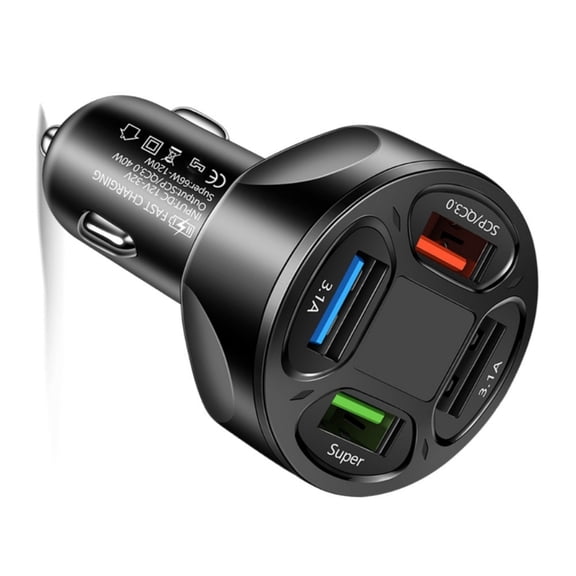 4 Port USB C Car Charger AC12-32V USB Adapter Socket 66W QC3.0 PD Fast Charging for Phone Tablets Car Charging